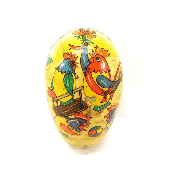 Vintage Rooster Chicken Easter Egg Box Papier Paper Mache 3.3" - Picture 1 of 8